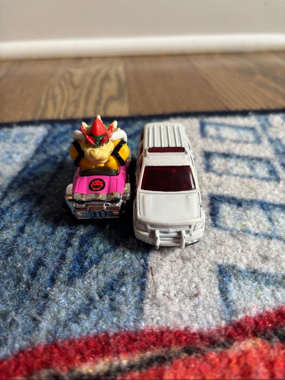 Bowser Character Pink Toy Car & White SUV Kids Toy Set